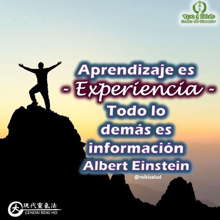 "Aprendizaje es Experiencia, todo lo demás es información" ,Albert Einstein.Es que como dice Albert Einstein, en esta frase que se le atribuye, el aprendizaje más eficaz es aquél que habilita a hacer, que está relacionado con nuevas acciones posibles, que permite lograr lo que antes no se sabía o podía.🚴Cuando se viven experiencias de aprendizaje, se involucran el cuerpo y las emociones, además del discurso y la capacidad de pensamiento.Se hace, y al accionar se consiguen resultados evaluables y se amplía la mirada para incluir logros y reconocer capacidades.Solo cuando actuamos con la nueva información, se convierte en experiencia y esa experiencia nos ayuda a abrir puertas.Una bella reflexión que los invito hacer desde la paz..Con toda la certeza que, si lo CREES, lo CREAS, compartimos desde Casa Reiki y Salud, un abrazo de luz, con la confianza de que Dios está con nosotros y somos uno con la conciencia universal, y recuerda: ¡a sonreír, agradecer y abrazar tu vida!Gracias, gracias, gracias, que la luz de Reiki, nos acompañe siempre, Namaste.Si te gusta la publicación Compártela, Etiqueta a Otros, Gracias, gracias gracias🌍Página WEB: www.gReiki.com#espiritualidad #amor #felicidad #abundancia #meditacion #vida #paz #love #luz #gratitud #crecimientopersonal #consciencia #alma #bienestar #inspiracion #louisehay #despertarespiritual #reiki #reikiusui #reikimaracaibo #reikivenezuela #reikizulia