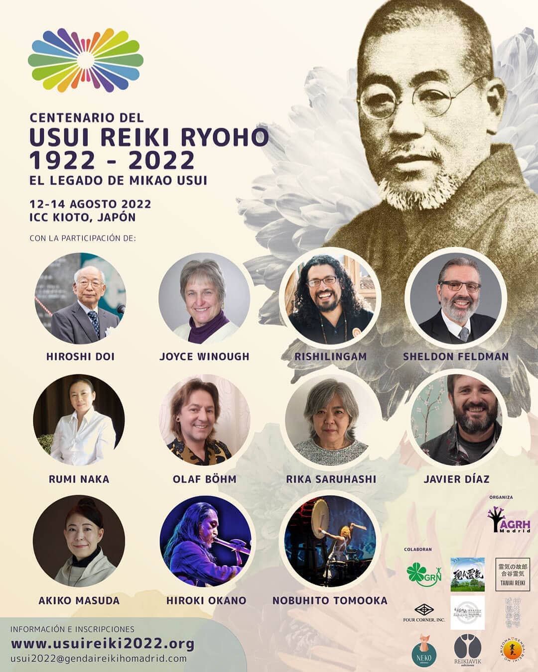 En el año 2022 se cumplirán 100 años desde que Mikao Usui estableciera su sistema de Reiki. Por eso todos los reikistas del mundo lo vamos a celebrar en su país natal en un evento único dedicado a su figura.Contaremos con la presencia de maestros de Reiki como Hiroshi Doi, Joyce Winhoug y Rishilingahm. Con especialistas en la materia como Rumi Naka o el Doctor Sheldon Feldman. Con personalidades relacionadas a la figura de Mikao Usui y con Olaf Böhm, Rika Saruhashi y Javier Díaz. Además tendremos una ceremonia de inauguración con los músicos Hiroki Okano y Nobuhito Tomooka y contaremos con la maestra de ceremonias Akiko Masuda.Todo esto será entre los días 12, 13 y 14 de agosto de 2022 en el Centro Internacional de Conferencias de Kioto. Además, el día 15 se hará una fiesta de cumpleaños en homenaje a Mikao Usui en su pueblo natal, Tanai, organizado por la asociación de Reiki de la localidad.La inscripciones ya están disponibles y si te inscribes antes del 31 de Octubre tendrás un descuento especial.www.usuireiki2022.org#reiki #usuireiki #mikaousui #usuisensei #usuireiki2022 #centenary #celebracion #centenario #reikihealing #reikienergy #reikiresearch #sanacionreiki #japon #japan