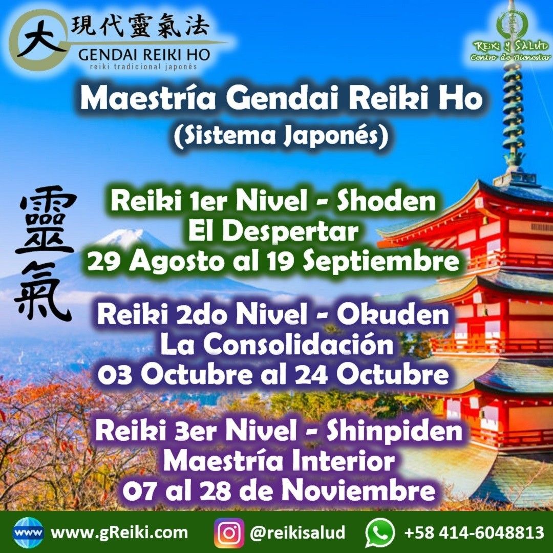 AUN ESTAS A TIEMPO. Con alegría quiero invitarte a que en este año 2021, te empoderes de tu energía de salud y promover así tu bienestar, aprendiendo Usui Reiki Ryoho, con la escuela tradicional japonesa Gendai Reiki Ho, en Casa Reiki y Salud. Maestría y cursos se dictan en forma continua, en la modalidad SEMIPRESENCIAL, Maracaibo/Venezuela.😀El 29 de Agosto se inicia un nuevo ciclo formal del programa de formación con el sistema japonés, que te llevará a la Maestría Interior o Maestría Docente de esta hermosa practica, con el aval internacional de la Gendai Reiki Network en Japón.🌞Cada Curso tiene el mismo formato, cinco encuentros, cuatro de forma virtual vía ZOOM y uno presencial en la ciudad de Maracaibo para la iniciación/sintonización y práctica/consultoría, que puede ser individual.🌞 Reiki Ho es una terapia holística natural cuyo objetivo es el restablecimiento del equilibrio y la armonía en nuestro ser, promoviendo la sanación física, mental y emocional. Son jornadas vivenciales, donde revitalizaremos nuestra capacidad de sanación, aprenderemos las prácticas de meditación/autopurificación; y canalizar conscientemente energía sanadora de forma presencial y a la distancia, integrando las practicas en nuestro día a día.Casa Reiki y Salud, comparte las técnicas de la Gendai Reiki Healing Association de Japón, con el respaldo internacional de la Gendai Reiki Network. Cursos dictados por Dino Pierini (@DinoPierini), Shihan de la escuela Gendai Reiki Ho desde el año 2008 y miembro de la Gendai Reiki Healing Association en Japón.Los cursos incluyen certificado y manuales IMPRESOS con RESPALDO INTERNACIONAL. Si estas interesado, te invito a registrarte en la página de Casa Reiki y Salud o utilizando el enlace del perfil: www.gReiki.com/REGISTRO.Gracias, Gracias, Gracias, un abrazo de luz, Namaste, @DinoPierini🌐 www.gReiki.com#cursosmaracaibo #talleresmaracaibo #reiki #reikimaracaibo #reikivenezuela #gendaireikiho #shoden #reikisalud #reikizulia