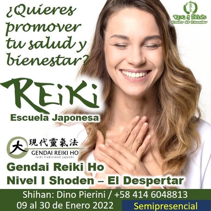 ¿Quieres promover tu salud y bienestar?Con alegría quiero invitarte a iniciar el año 2022, empoderándote de tu energía de salud y promover tu bienestar, aprendiendo Usui Reiki Ryoho, con la escuela tradicional japonesa Gendai Reiki Ho, en Casa Reiki y Salud, dando a conocer esta fórmula para vivir una vida de salud y felicidad. El próximo 09 de Enero 2022, en la modalidad SEMIPRESENCIAL, comenzaremos el Curso de Reiki Ryoho Nivel Shoden (Nivel I - El despertar). Serán cinco encuentros, cuatro de forma virtual vía ZOOM y uno presencial en la ciudad de Maracaibo para la iniciación/sintonización y práctica/consultoría.🌞 Reiki Ho es una terapia holística natural cuyo objetivo es el restablecimiento del equilibrio y la armonía en nuestro ser, promoviendo la sanación física, mental y emocional. Será una jornada vivencial, donde revitalizaremos nuestra capacidad de sanación, aprenderemos las prácticas de meditación/autopurificación; canalizar conscientemente energía sanadora de forma presencial y a la distancia, canalizar energía sanadora a animales, plantas, lugares y cosas e integrar las prácticas en nuestro día a día.Casa Reiki y Salud, comparte las técnicas de la Gendai Reiki Healing Association de Japón, con el respaldo internacional de la Gendai Reiki Network. Cursos dictados por Dino Pierini (@DinoPierini), Shihan de la escuela Gendai Reiki Ho desde el 2008 y miembro de la Gendai Reiki Healing Association en Japón.Condiciones del Curso (Mínimo 18 Horas de formación)Cuatro Clases vía Zoom Domingos 3pm a 6:30 pm, grabadas y compartidas por una semana. (15 Horas)Iniciación/sintonización/practica presencial personalizada, manteniendo el protocolo de bioseguridad. (3 horas)El curso tiene una inversión de 60 US, El curso incluye certificado y manuales impresos con RESPALDO INTERNACIONAL de Japón. Si estas interesado, te invito a registrarte en la página www.gReiki.com en la sección de Calendario de Cursos y Eventos.Gracias, Gracias, Gracias, un abrazo de luz, Namaste, @DinoPierini#cursosmaracaibo #talleresmaracaibo #reiki #reikimaracaibo #reikivenezuela #gendaireikiho #shoden #reikiusui #paz #gratitud #reikisalud #reikizulia