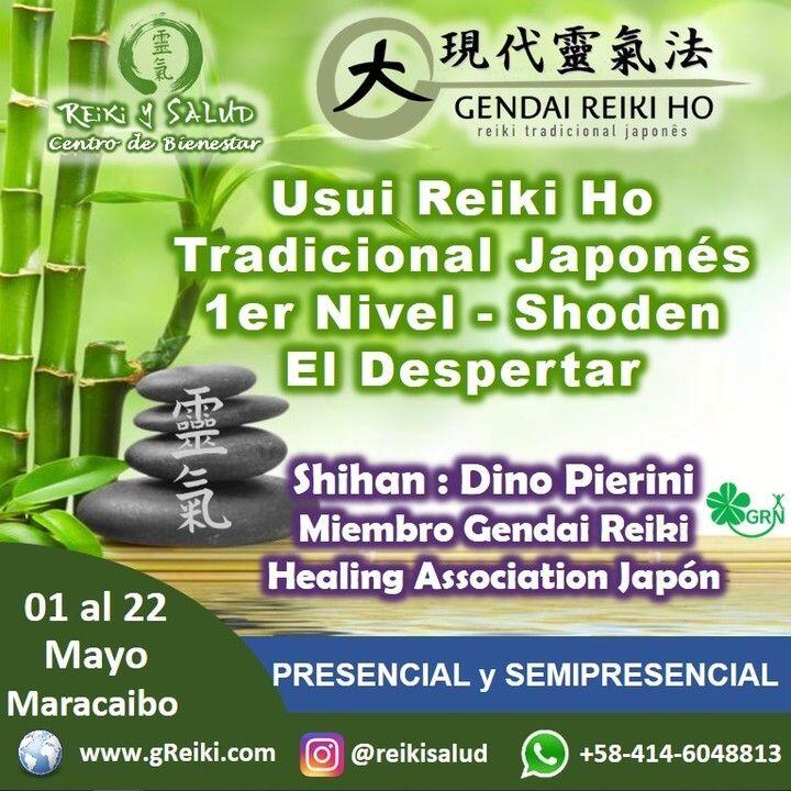 ¿Quieres promover tu salud y bienestar?Con alegría quiero invitarte a iniciar el año 2022, empoderándote de tu energía de salud y promover tu bienestar, aprendiendo Usui Reiki Ryoho, con la escuela tradicional japonesa Gendai Reiki Ho, en Casa Reiki y Salud, dando a conocer esta fórmula para vivir una vida de salud y felicidad. El próximo 01 de Mayo 2022, en las modalidades PRESENCIAL y SEMIPRESENCIAL, comenzaremos el Curso de Reiki Ryoho Nivel Shoden (Nivel I - El despertar) y durante cinco encuentros aprenderemos a revitalizar nuestra capacidad de sanar y alcanzar la paz y plenitud.🌞 Reiki Ho es una terapia holística natural cuyo objetivo es el restablecimiento del equilibrio y la armonía en nuestro ser, promoviendo la sanación física, mental y emocional. Serán jornadas vivenciales, donde revitalizaremos nuestra capacidad de sanación, aprenderemos las prácticas de meditación/autopurificación; canalizar conscientemente energía sanadora de forma presencial y a la distancia, canalizar energía sanadora a animales, plantas, lugares y cosas e integrar las prácticas en nuestro día a día.Casa Reiki y Salud, comparte las técnicas de la Gendai Reiki Healing Association de Japón, con el respaldo internacional de la Gendai Reiki Network. Cursos dictados por Dino Pierini (@DinoPierini), Shihan de la escuela Gendai Reiki Ho desde el 2008 y miembro de la Gendai Reiki Healing Association en Japón.Condiciones del Curso (Mínimo 19 Horas de formación)Cuatro Clases PRESENCIALES o VIRTUALES vía Zoom, Domingos 3pm a 7:00 pm, grabadas y compartidas por una semana. (16 Horas)Clase Presencial Especial, para las Iniciaciones/Sintonización y practica, manteniendo el protocolo de bioseguridad. (3 horas)El curso tiene una inversión de 60 US, El curso incluye certificado y manuales impresos con RESPALDO INTERNACIONAL de Japón. Si estas interesado, te invito a registrarte en la página www.gReiki.com en la sección de Calendario de Cursos y Eventos. CUPOS LIMITADOS.Gracias, Gracias, Gracias, un abrazo de luz, Namaste, @DinoPierini#cursosmaracaibo #reiki #reikimaracaibo #reikivenezuela #gendaireikiho #shoden #reikiusui #paz #gratitud #reikisalud