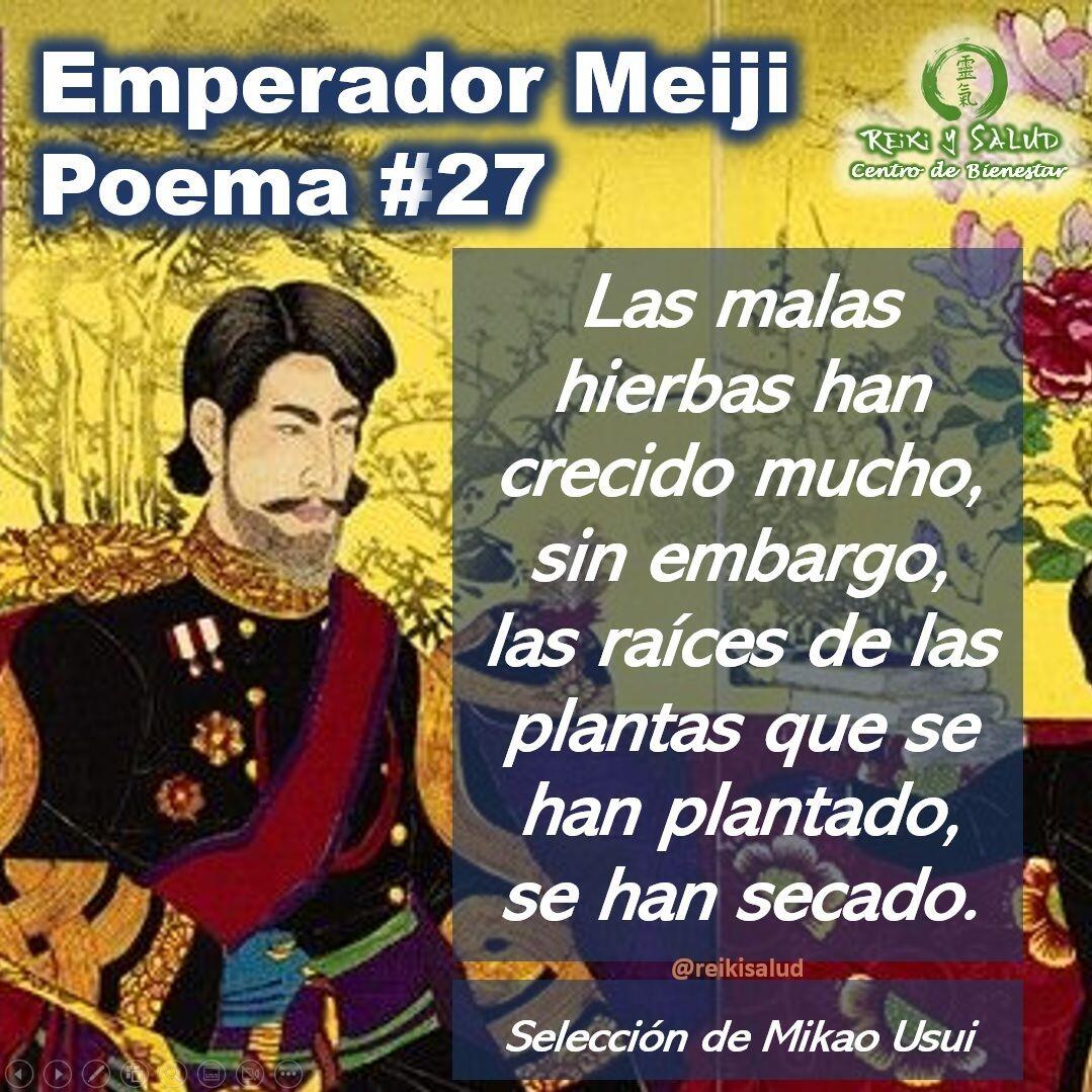 Compañeros de viaje, un gran abrazo de luz. Esta semana comparto con ustedes el poema No 27, del emperador Meiji, de la selección del sensei Mikao Usui y que fué incorporo al sistema Usui Reiki Ryoho.Es importante mencionar que la traducción en Español es una interpretación desde el idioma original (Japonés), lo que dificulta mantener las reglas gramaticales y pausas del idioma original.Que lo disfruten:𝑱𝒂𝒑𝒐𝒏é𝒔:うとましと　思ふむぐらはひろごりて　植えてし草の　根はたえにけり𝑬𝒔𝒑𝒂ñ𝒐𝒍:Las malas hierbas han crecido mucho, sin embargo, las raíces de las plantas que se han plantado, se han secado.𝑼𝒏𝒂 𝑰𝒏𝒕𝒆𝒓𝒑𝒓𝒆𝒕𝒂𝒄𝒊ó𝒏:Las malas hierbas, que son con las que queremos acabar, siguen creciendo pese a nuestro esfuerzo. En cambio, las plantas y flores que queremos que crezcan, han muerto sin llegar a echar raíces a pesar de nuestros cuidados. Puede que no se consiga lo que se desea en el primer intento, pero no hay que rendirse. Cuando nos marcamos un objetivo y lo ponemos en marcha, hay que planificarlo todo con cuidado, preparar el entorno, ser decidido a la hora de llevarlo a cabo y perseverar en el intento.Te invitamos a leerlo, leer la interpretación propuesta y sacar ademas tus propias reflexiones o interpretación.Una bella reflexión que los invito hacer desde la paz.️ Feliz viaje de auto descubrimiento y despertarSi te gusta la publicación Compártela, Etiqueta a Otros, Gracias, gracias gracias⁣Casa Reiki y Salud, una caricia para el alma, ampliando el circulo de luz, promoviendo una vida de salud y felicidad.Gracias, gracias, gracias, Námaste, @dinopieriniSi te interesa leer otros poemas te invito a visitar🌐 WEB: www.gReiki.com#gratitud #consciencia #inspiracion reikimaracaibo #reikizulia #reikivenezuela #reikisalud #emperadormeiji #poemasreiki #poemasmeiji #poemasemperadormeiji