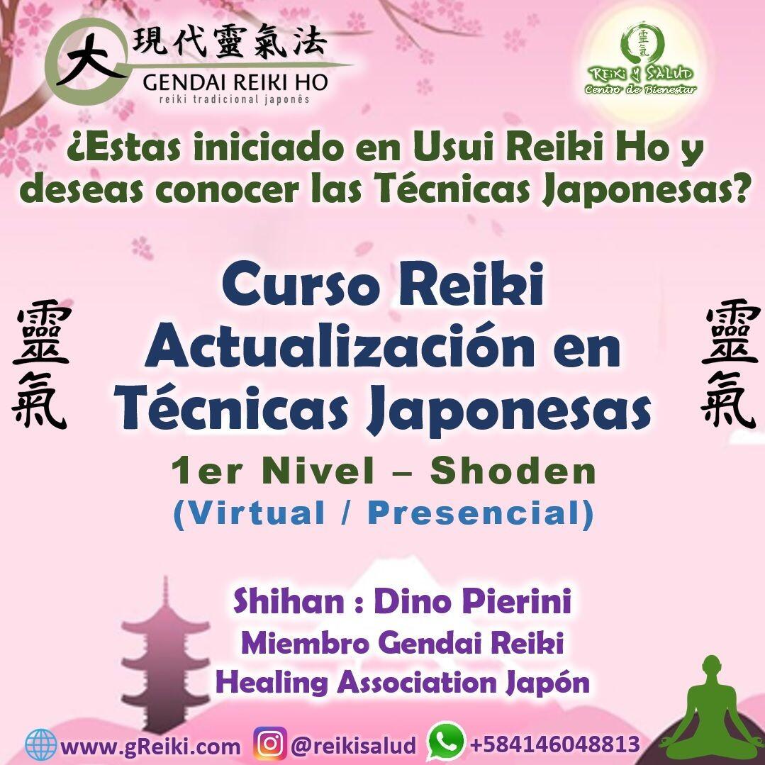 ¿Estas iniciado en Usui Reiki Ho y 𝗱𝗲𝘀𝗲𝗮𝘀 𝗰𝗼𝗻𝗼𝗰𝗲𝗿 𝗹𝗮𝘀 𝗽𝗿á𝗰𝘁𝗶𝗰𝗮𝘀 𝗷𝗮𝗽𝗼𝗻𝗲𝘀𝗮𝘀?𝗖𝘂𝗿𝘀𝗼 𝗨𝘀𝘂𝗶 𝗥𝗲𝗶𝗸𝗶 𝗥𝘆𝗼𝗵𝗼, 𝗔𝗰𝘁𝘂𝗮𝗹𝗶𝘇𝗮𝗰𝗶ó𝗻 𝗮 𝗣𝗿á𝗰𝘁𝗶𝗰𝗮𝘀 𝗝𝗮𝗽𝗼𝗻𝗲𝘀𝗮𝘀, 1er Nivel, Shoden (Nivel I – El despertar), en las modalidades PRESENCIAL y SEMIPRESENCIAL.Casa Reiki y Salud, comparte las técnicas de la Gendai Reiki Healing Association de Japón, con el respaldo internacional de la Gendai Reiki Network. Cursos dictados por Dino Pierini (@DinoPierini), Shihan de la escuela Gendai Reiki Ho desde el 2008 y miembro de la Gendai Reiki Healing Association en Japón.¿𝗖𝗼𝗺𝗼 𝗰𝗼𝗺𝗽𝗹𝗲𝗺𝗲𝗻𝘁𝗮𝗿á𝘀 𝘁𝘂𝘀 𝗰𝗼𝗻𝗼𝗰𝗶𝗺𝗶𝗲𝗻𝘁𝗼𝘀? 𝗣𝗿𝗼𝗴𝗿𝗮𝗺𝗮:Mikao Usui Sensei, el fundador, ¿Qué es Reiki ho? y Fundamentos desde la visión japonesa?El camino de ReikiConexión con ReikiComo estimular nuestra sensibilidad a la energíaKenyoku ho (autolimpieza energética).Hikari no Kokyu ho (Respiración Luminosa).Gassho Kokyu ho (Respiración Gassho)Ducha Reiki.Chakra Kassei Giho.Limpieza del AuraNentatsu ho (técnica para tratar hábitos).Byosen Reikan ho (técnica de escaneo).Reiji ho (técnica intuitiva).Posiciones Fijas del Reiki TradicionalJakikiri Joka ho (técnica para cortar la energía negativa)Shudan Reiki Ho / Renzoku Reiki ho (parrilla y maratón Reiki)Reiki Mawashi (círculo Reiki).Técnica para purificar lugares y ambientes.Canalizar Reiki a Animales, Plantas y Objetos.Purificación de alimentos y bebidas.Condiciones del Curso (Mínimo 19 Horas de formación)Cuatro Clases PRESENCIALES o VIRTUALES vía Microsoft Teams. Sábados 3pm a 7:00 pm, grabadas y compartidas (16 Horas)Clase Especial para Practica/Consultoría (3 horas) o si lo deseas las Iniciaciones/Sintonización.El curso tiene una inversión de 65 US, El curso incluye certificado y manuales impresos con RESPALDO INTERNACIONAL de Japón. Te invito a registrarte: www.gReiki.com en la sección de Calendario.Gracias, Gracias, Gracias, un abrazo de luz, Gassho, @DinoPierini#cursosmaracaibo #reiki #reikimaracaibo #reikivenezuela #gendaireikiho #shoden #reikiusui #paz #gratitud #reikisalud