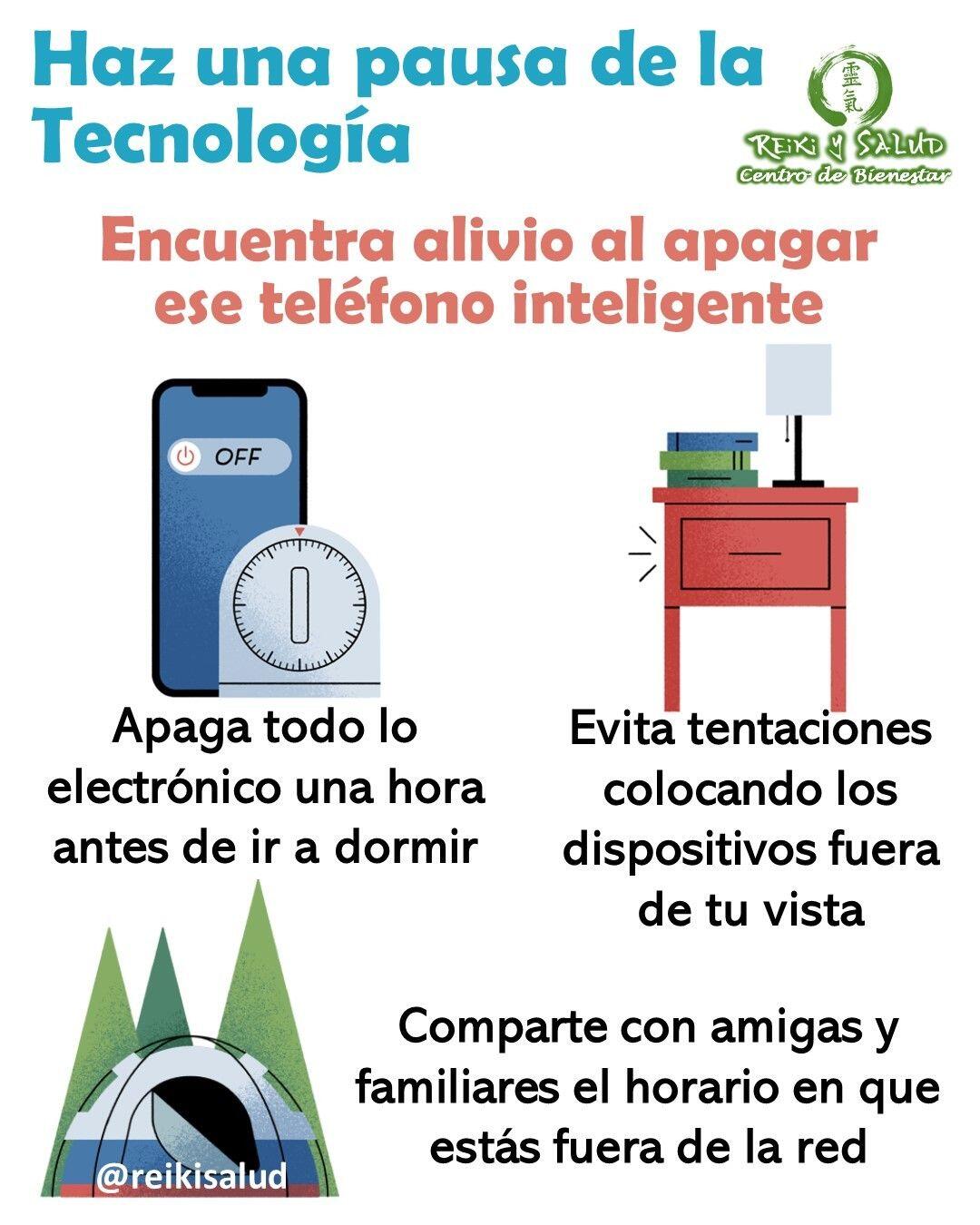 La sociedad nos ha llevado a la ilusión de que es una necesidad estar CONECTADOS A LA RED para socializar . Ya sea que estés utilizando la tecnología para seguir la sociedad, noticias, o que lo ayude a hacer su trabajo y mantenerse al día con sus amigos, estar atado a nuestros teléfonos inteligentes y computadoras nos genera un estress mental, que es dañino para nuestro cerebro.¿Cuánto tiempo has pasado en línea durante la semana, desplazándote por las redes sociales y haciendo clic en los enlaces y viendo lo que todos los demás estaban haciendo?¿Realmente te sientes en paz y plenitud luego de horas de actividad digital? Es hora de desconectarte y tomar un descanso tecnológico, sobre todo antes de dormir.Tomar un descanso tecnológico, incluso temporal, recargará su cerebro y eliminará una gran cantidad de desorden mental. Establece tus horarios fuera de la red y dale un descanso a tu cerebro. Por ejemplo:Saca tu tecnología de la habitación.Muchas personas llevan sus dispositivos electrónicos a la cama con ellos, pero la luz de las pantallas de tabletas, teléfonos y computadoras es perjudicial para los ritmos circadianos naturales del cuerpo. Te inviamos a usar una rio despertador como alarma. Acostúmbrese a apagar más temprano todas las noches y deja tus dispositivos en otra habitación, lo que mejorará la calidad y cantidad de su sueño.Aleja físicamente su teléfono y computadora de usted.Si te encuentras constantemente buscando tus dispositivos electrónicos, hazlos menos accesibles. La clave no es deshacerse de toda su tecnología, es solo mantener su mente concentrada en una cosa a la vez, el descanso.Hazles saber a todos que tus horarios de desconexión.Esta es una forma maravillosa de apoyarte con quienes normalmente estas chateando. Recuerda que si algo realmente espectacular está sucediendo, alguien probablemente se pondrá en contacto contigo directamente. ¡Tu cerebro sobrecargado de trabajo te lo agradecerá!️Si entre tus propósitos en el año 2023 esta empoderarte de poder de autosanar, te invitamos a acompañarnos en el próximo viaje de sanación,Gracias, Gracias, Gracias, Námaste, @dinopierini#reikimaracaibo #reikivenezuela