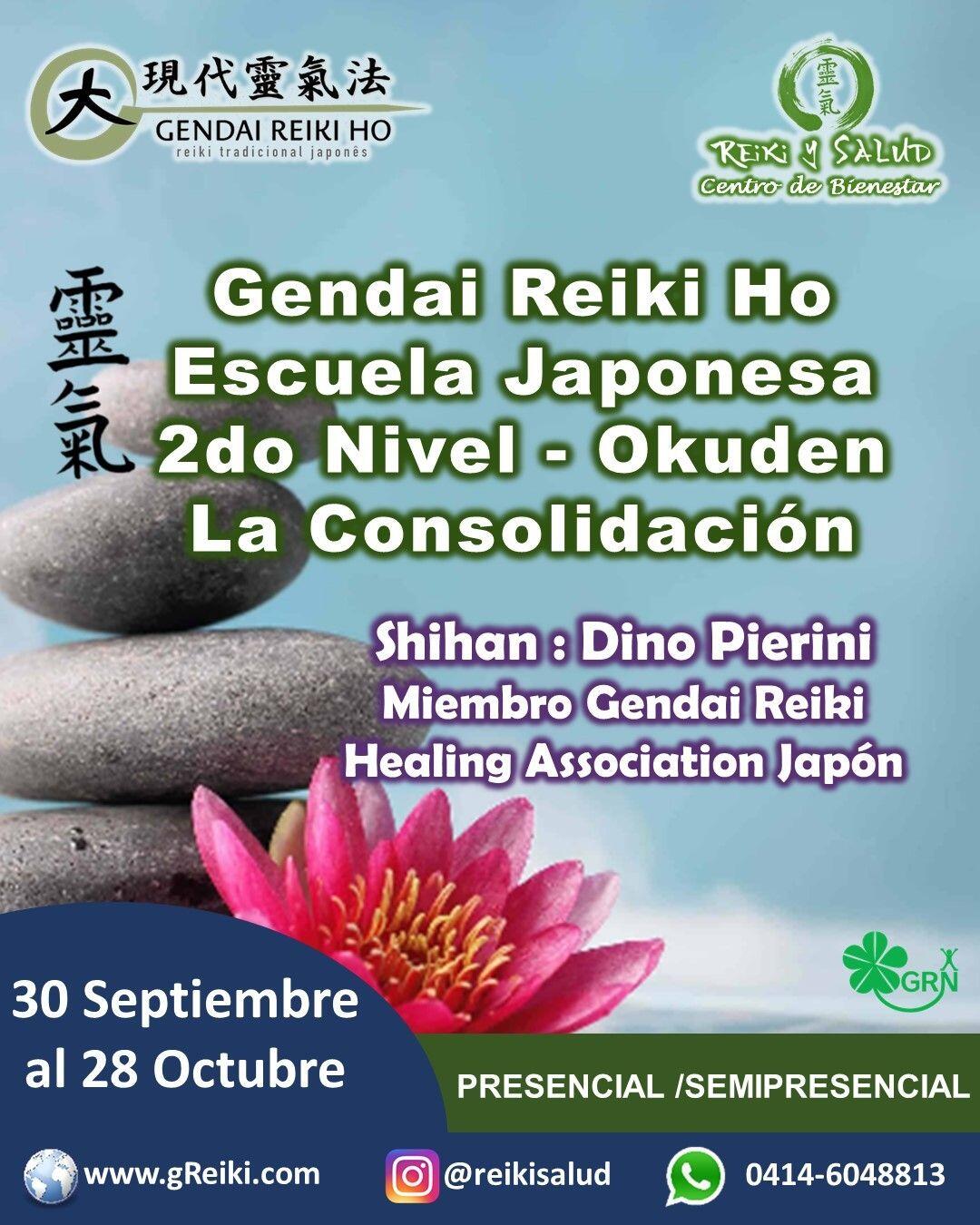 Con Alegría los invito a consolidarse como practicantes y terapeutas de Gendai Reiki Ho.️Consolidate en este año 2023 como practicante, reforzando tu capacidad de autosanar en comunión humilde y sublime con Dios.️El próximo Sábado 30 de Septiembre, se inicia nuevamente el curso de Reiki Tradicional Japonés, Nivel II – OKUDEN – La Consolidación, de la escuela Gendai Reiki Ho, en Casa Reiki y Salud, en las modalidades PRESENCIAL y SEMIPRESENCIAL. CUPOS LIMITADOS.Dirigido a practicantes de la escuela Gendai Reiki Ho, con nivel Shoden (Nivel I), que quieran continuar el proceso de expansión de conciencia, mejorar la calidad, potenciar la capacidad de sanación a través del tiempo y espacio; y fortalecer el poder de canalización de la energía, utilizando nuevas técnicas y el uso de tres símbolos/kotodamas.Serán jornadas vivenciales, y durante cinco encuentros, seguiremos promoviendo nuestro balance y armonía, buscando fortalecer nuestro estado salud, abundancia y felicidad.Esquema de trabajo y horario: Cuatro (4) Sábados de 2:30 pm a 7:00 pm, en Casa Reiki y Salud (PRESENCIAL), compartidas a través de la plataforma Zoom y serán grabadas con acceso a las mismas por cinco días continuos, de manera de facilitar el acceso en caso de disponibilidad de tiempo o problemas de conexión ese día. Seguimiento durante la semana a todos los participantes vía Whatsaap. Un quinto encuentro Presencial para la iniciación y práctica, de forma personalizada. La cita para los que se encuentren en Maracaibo será el 28 de Octubre en la sede principal de Casa Reiki y Salud en Maracaibo.Se entrega certificado y manuales impresos avalados por la Gendai Reiki Healing Association en Japón.Registro: en www.gReiki.com o utilizando enlace del perfil.Escríbeme al WhatsApp +584146048813, o regístrate utilizando el enlace.INVERSIÓN: 75 $Gracias, Gracias, Gracias, un abrazo de luz, @dinopierini#reikiusui #reikivenezuela #reikimaracaibo #reikisalud