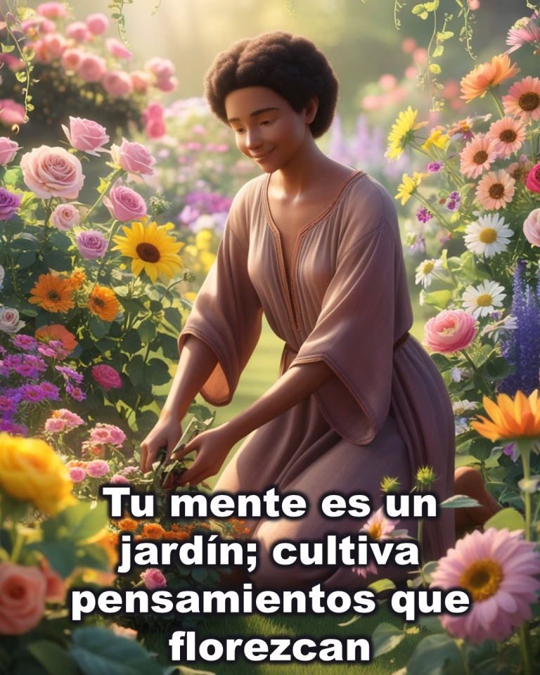 Tu mente es un jardín; cultiva pensamientos que florezcan.