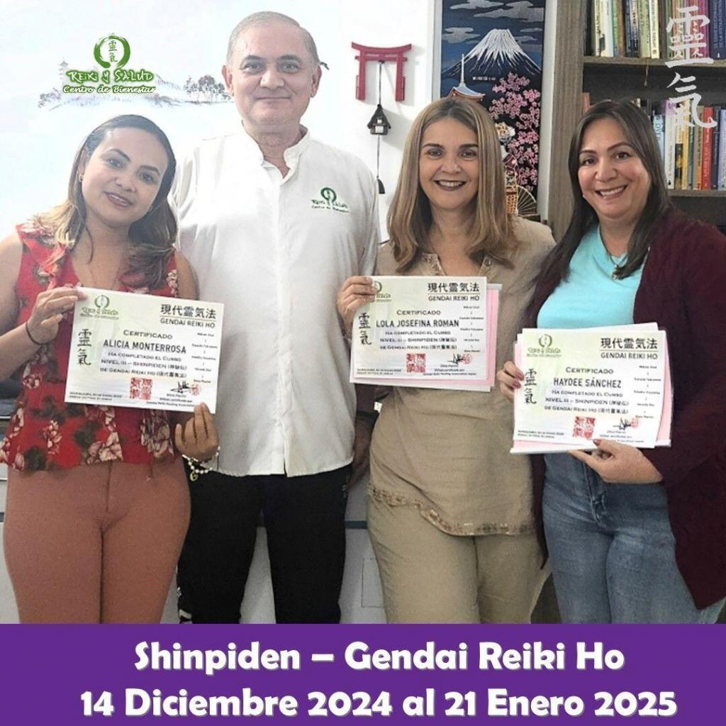 Shinpiden 21 Enero 2025 No 1 Hoy Celebro tres (3) nuevos Certificados en Shinpiden (3er Nivel) de Gendai Reiki Ho, recibidos por Alicia Monterrosa, Haydee Sánchez, Lola Josefina Roman