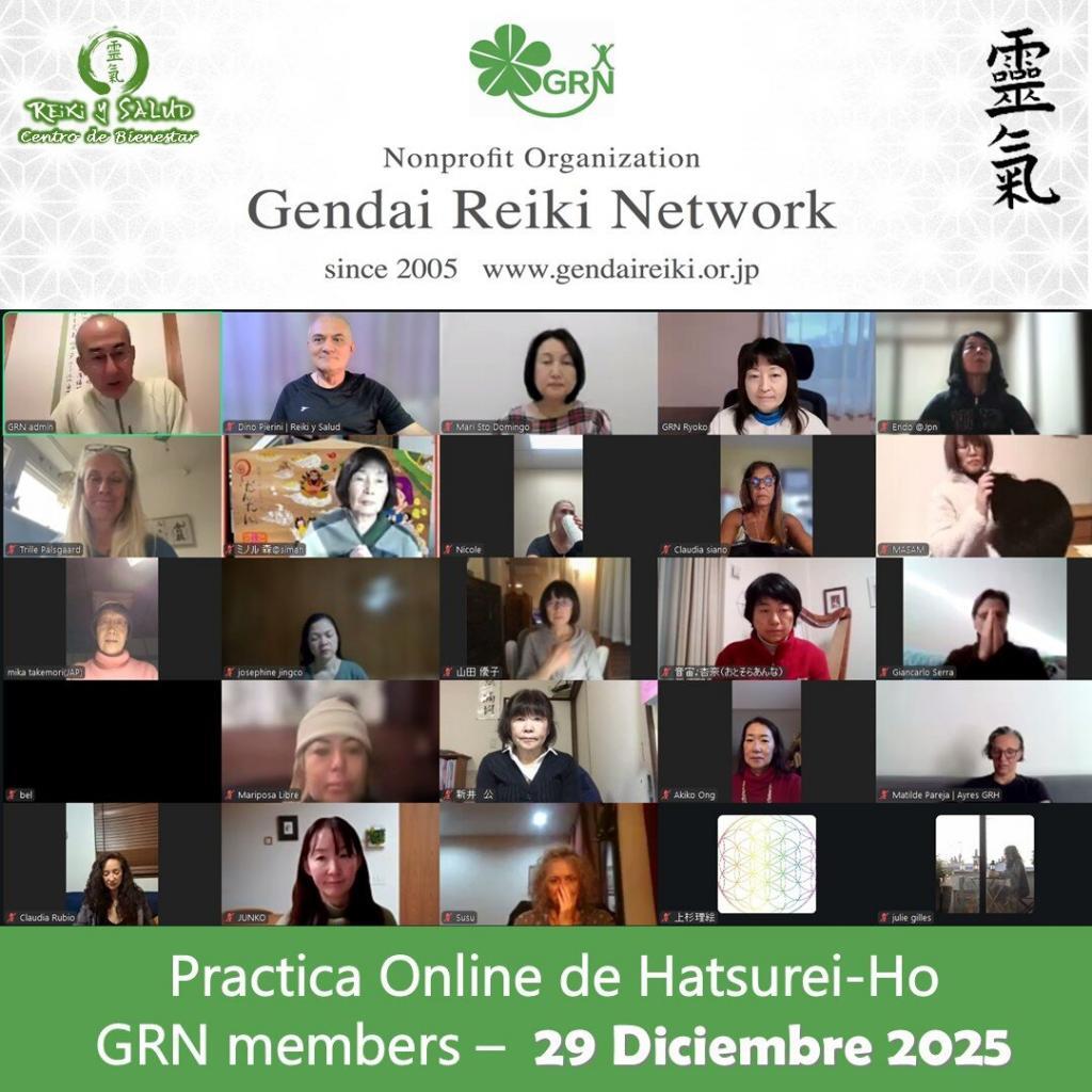 Hatsurei 29 Dic 25 Práctica de Hatsurei Ho con compañeros de la Gendai Reiki Network a nivel internacional