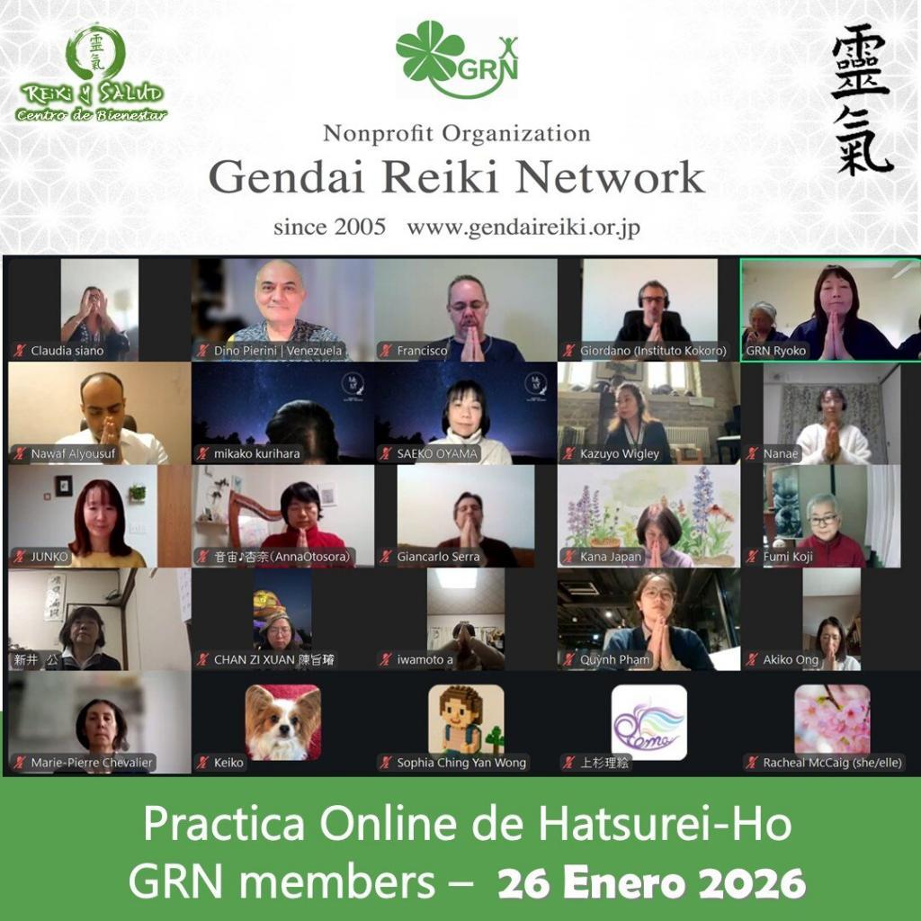 Hatsureiho 26 enero Práctica de Hatsurei Ho con compañeros de la Gendai Reiki Network a nivel internacional
